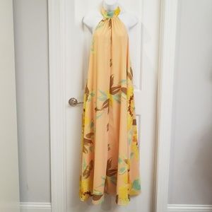 ASOS Peach Floral Halter Maxi Dress